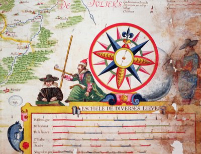 Ilustração das diferentes medidas da liga na Alemanha, Brabant, França e Itália, de &39;Teatro de guerras entre a roy d&39;espagne e les Estats de Hollande&39;, conhecido como o &39;Atlas de Rich de Arnold Florent van Langren